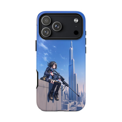Sniper Anime Girl City Buildings