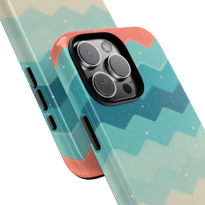 Turquoise Coral Gradient Chevron Wave