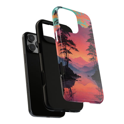 Serene Magenta Pink Sunset Forest