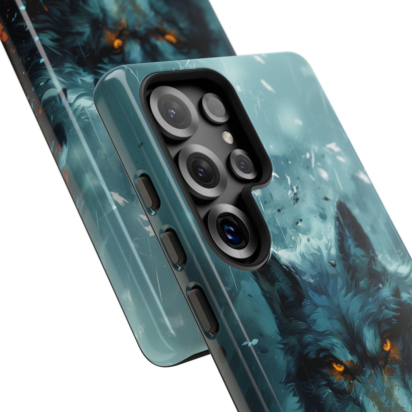 The image is an advertisement for a "Tough Case" for an iPhone, highlighting its durability and top-rated quality.