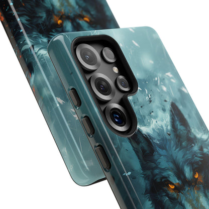 The image is an advertisement for a "Tough Case" for an iPhone, highlighting its durability and top-rated quality.