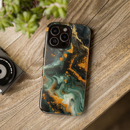Luxury Marble Green Gold Liquid Wave