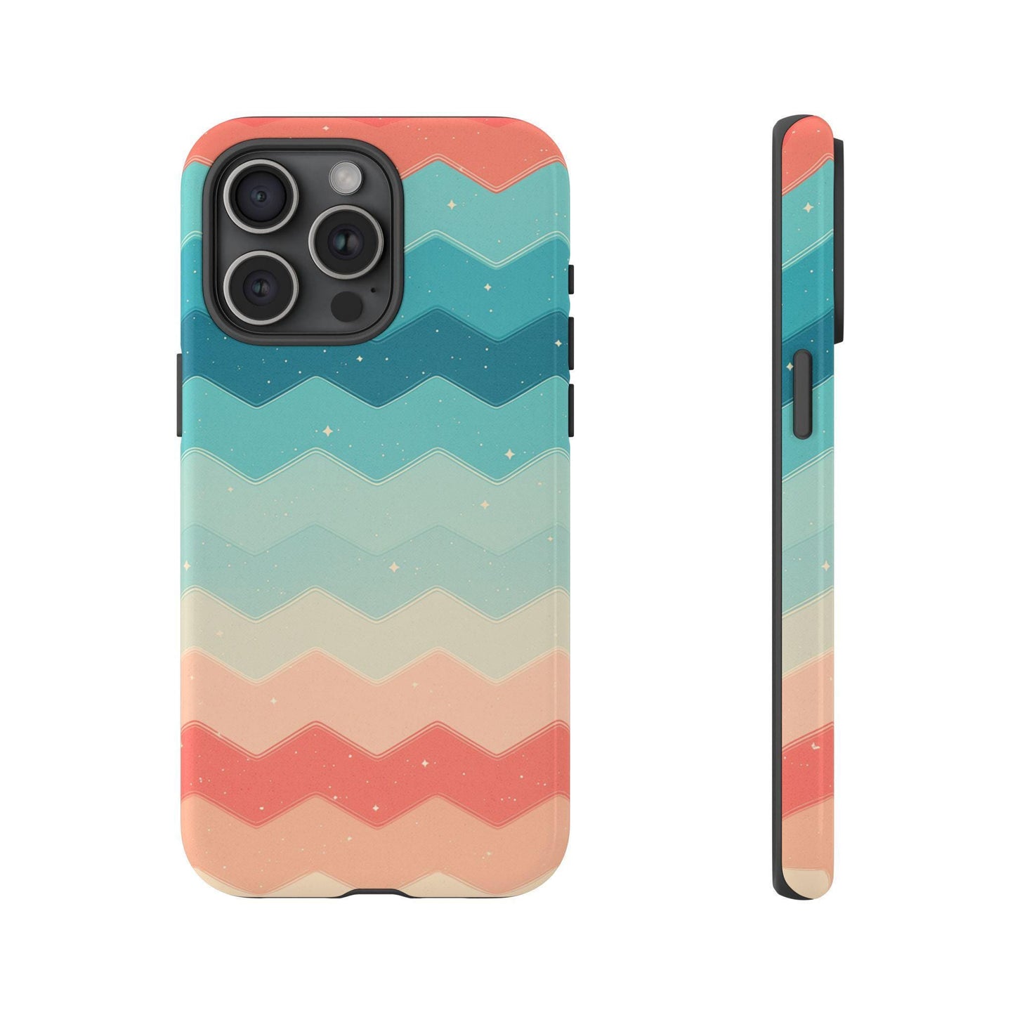 Turquoise Coral Gradient Chevron Wave