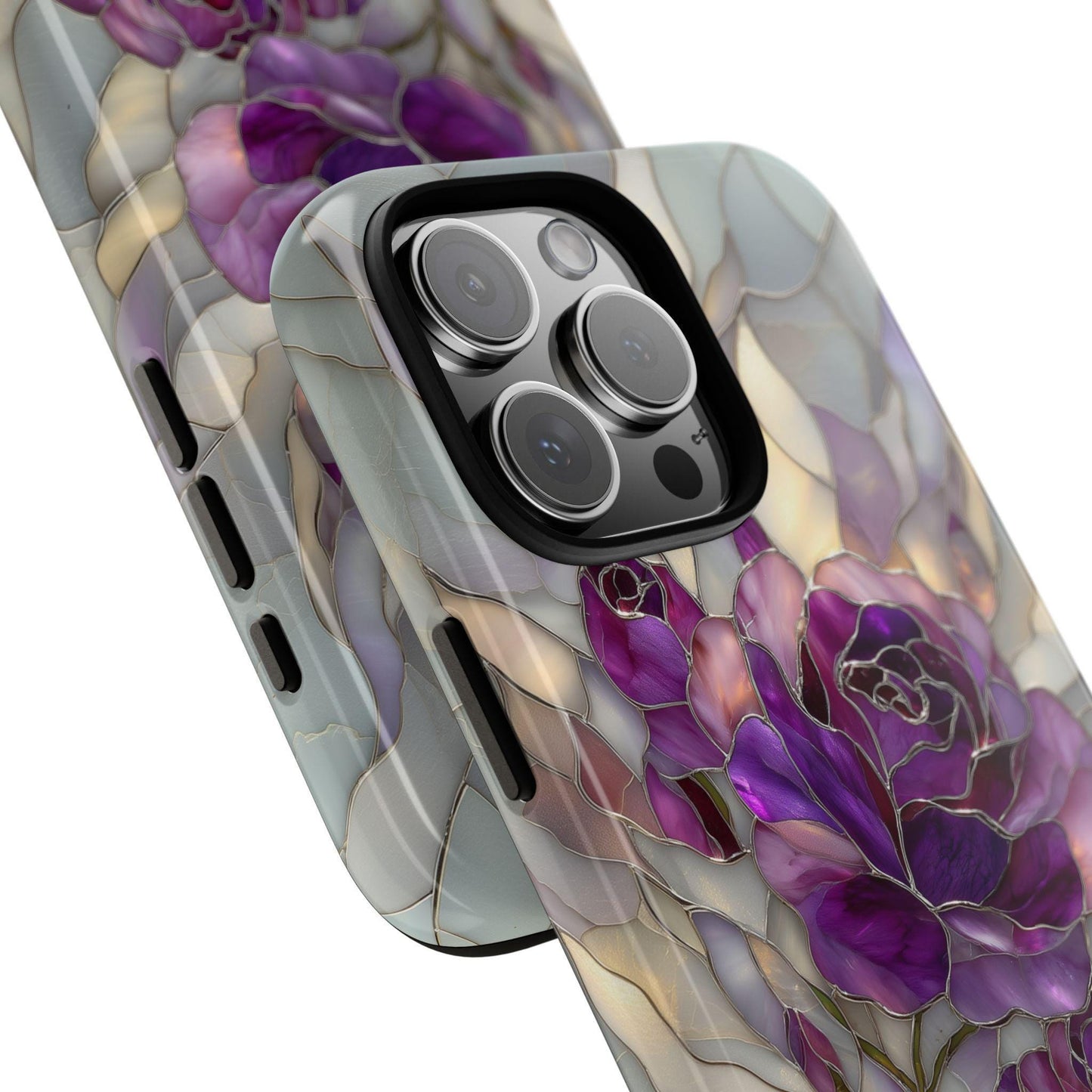Purple Roses Stained Glass Flower