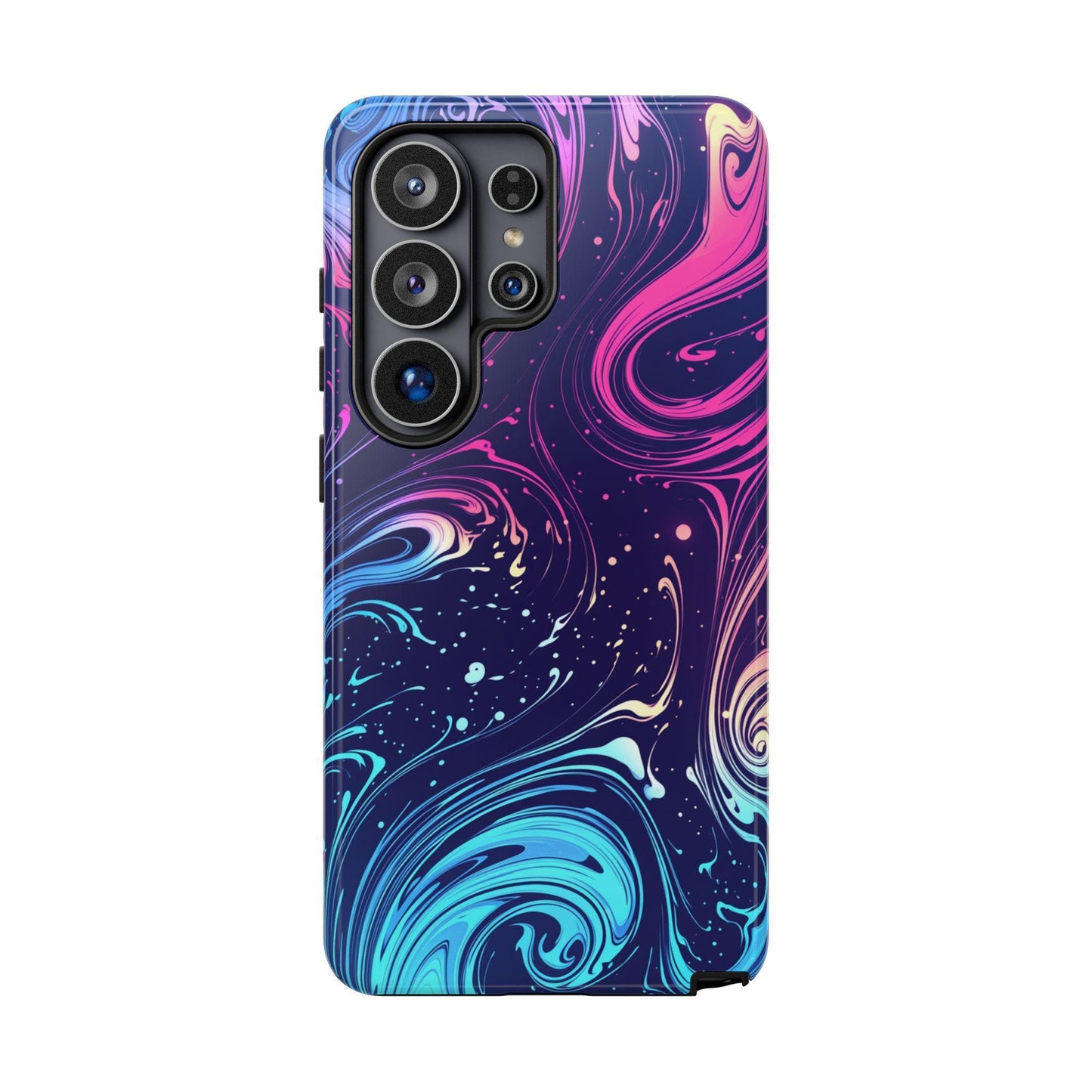 Teal Blue Swirls Neon Liquid