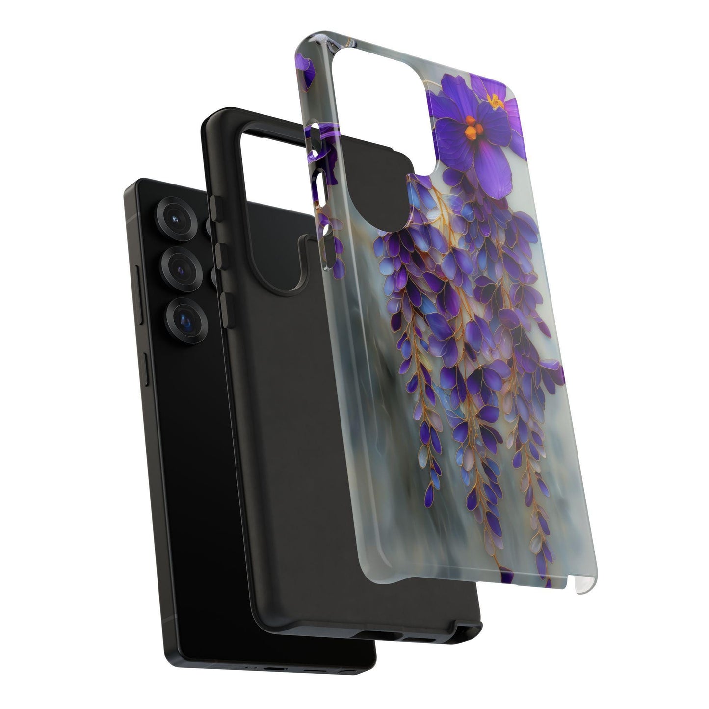 Wisteria Purple Flower Silver Stained Glass