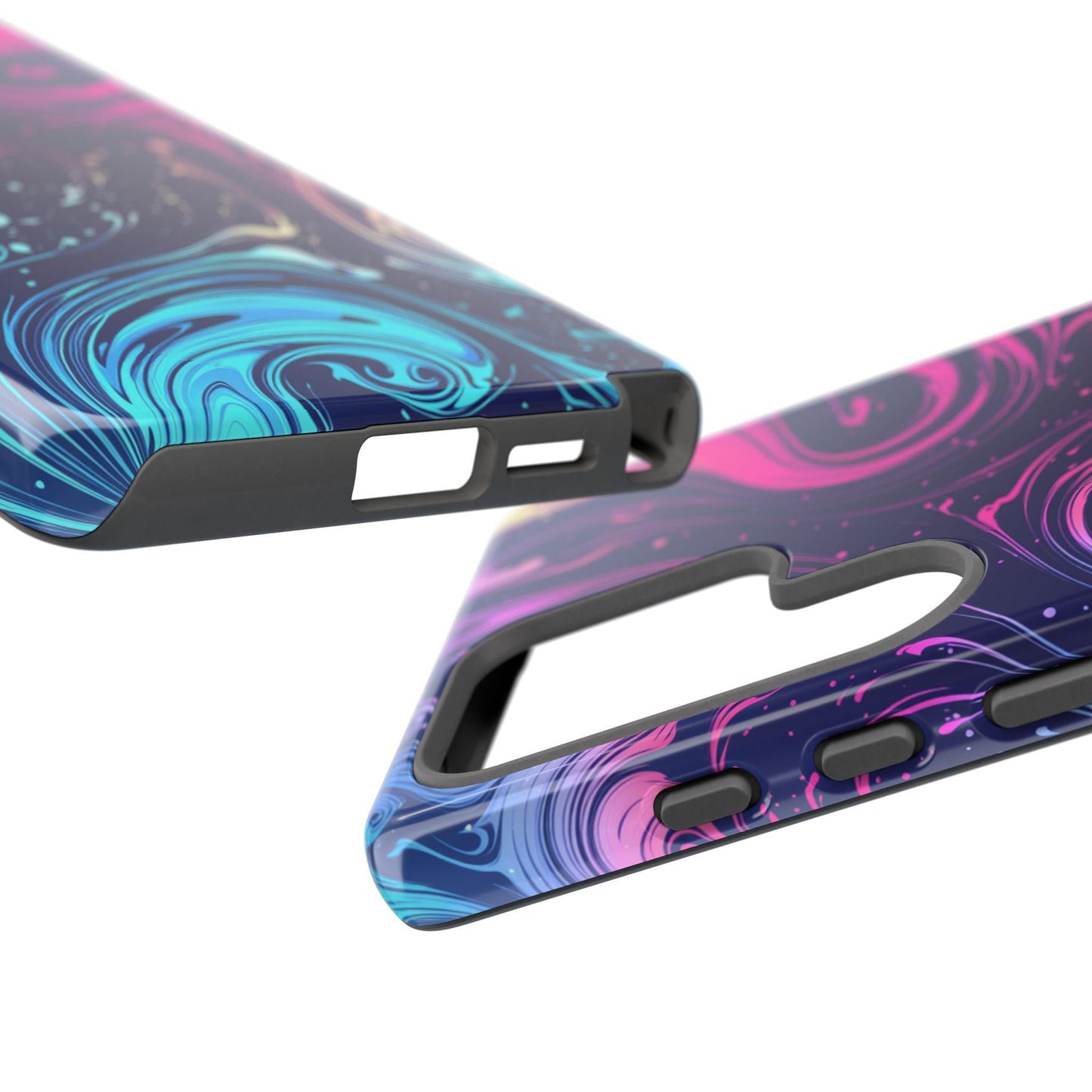 Teal Blue Swirls Neon Liquid