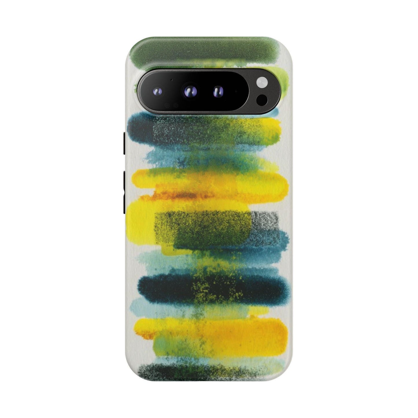 Green Yellow Citron Cascade Brush Strokes