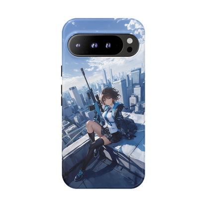 Anime Schoolgirl Sniper City Rooftop