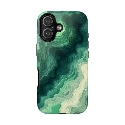 Topographic Green Wave Map Pattern