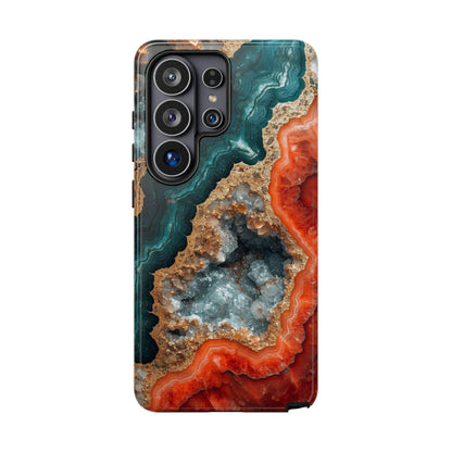 a collection of phone cases for various smartphone models, including an iPhone, Samsung Galaxy, and Google Pixel.