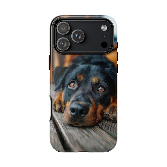 Rottweiler Dog Wooden Deck