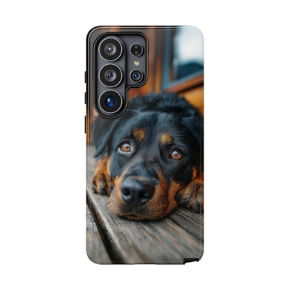 Rottweiler Dog Wooden Deck