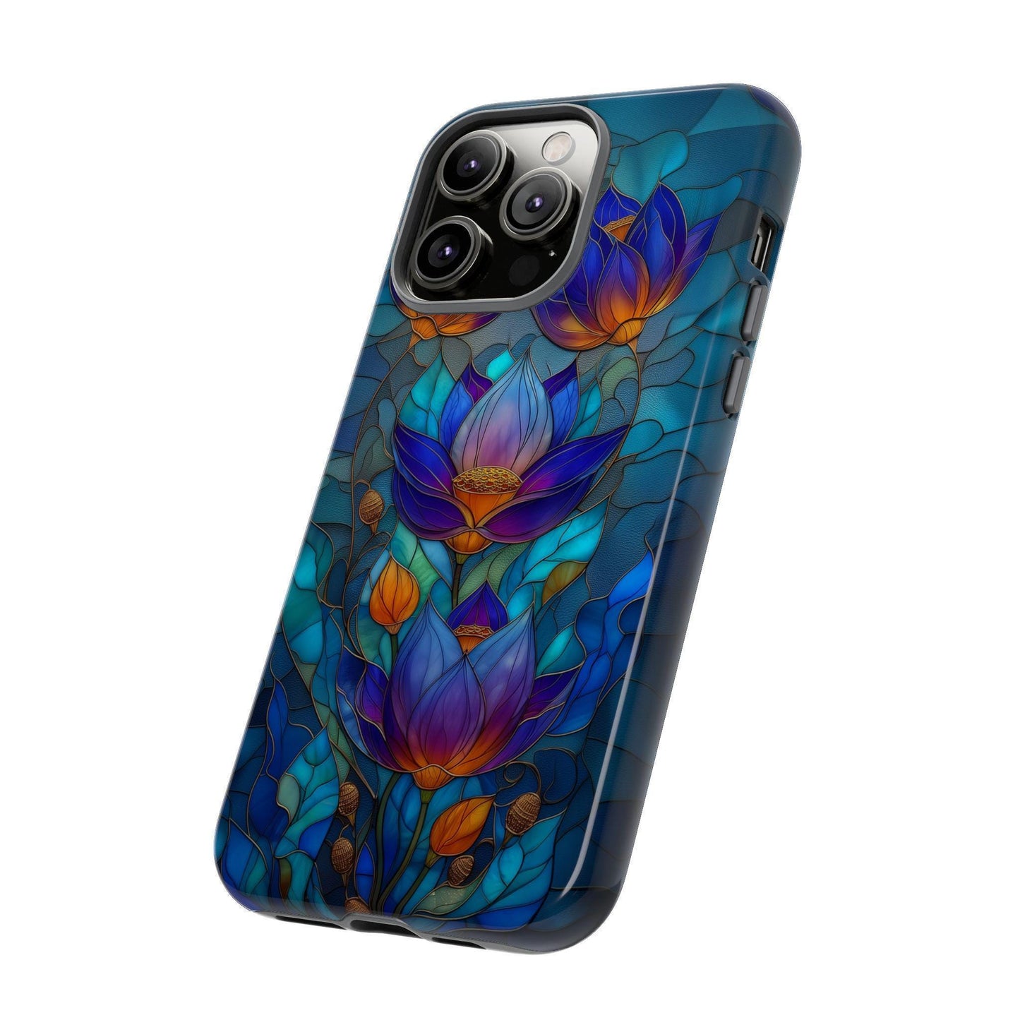 Purple Lotus Floral Stained Glass