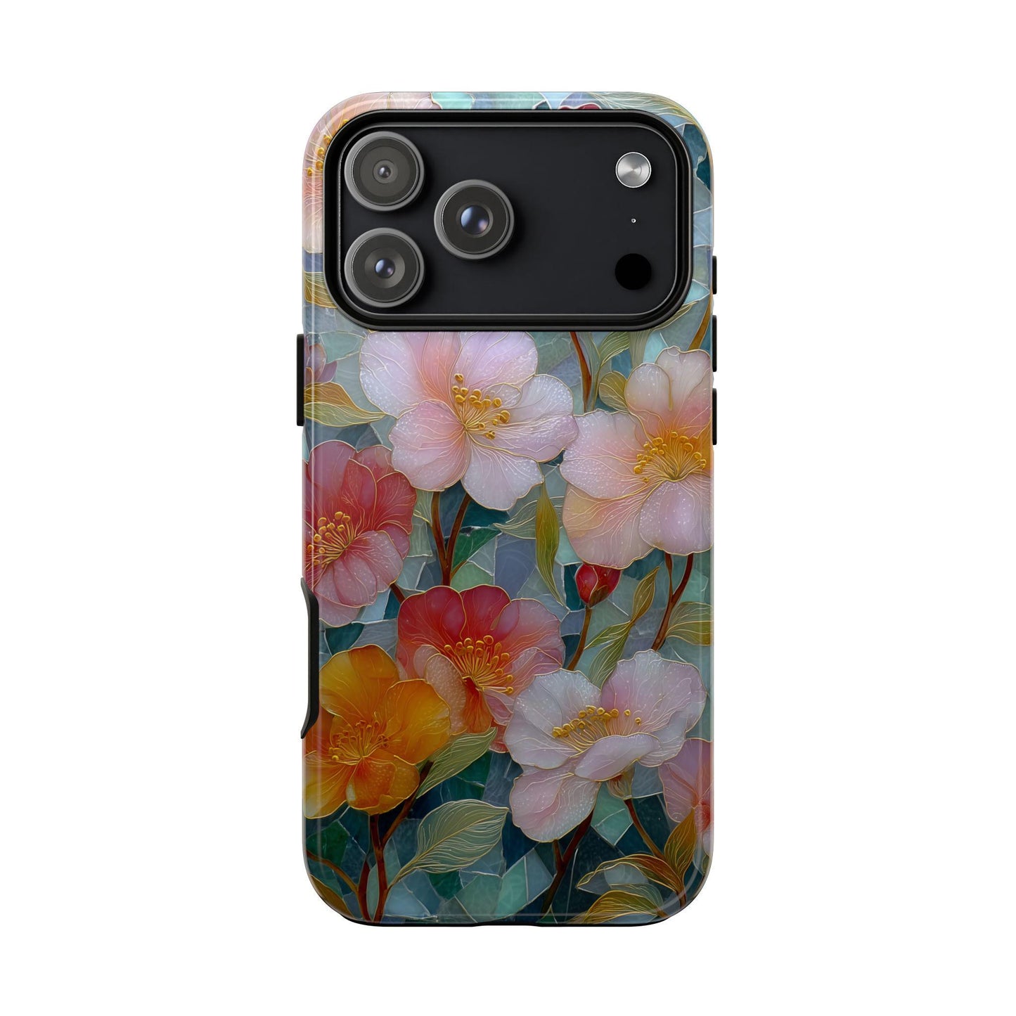 Pastel Pink Flowers Stained Glass