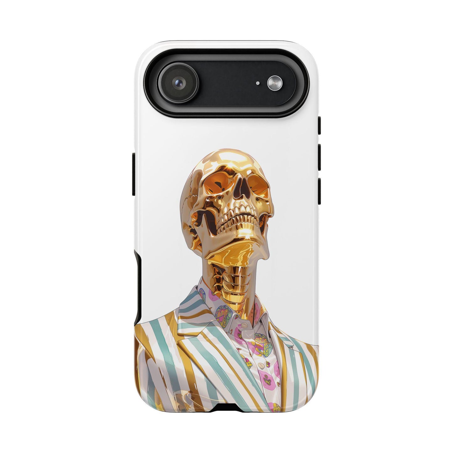Golden Skeleton Striped Suit Skull