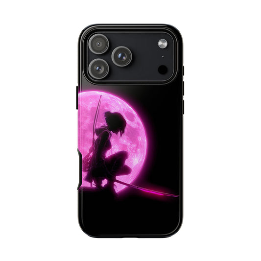 Anime Girl Warrior Pink Neon Moonlight