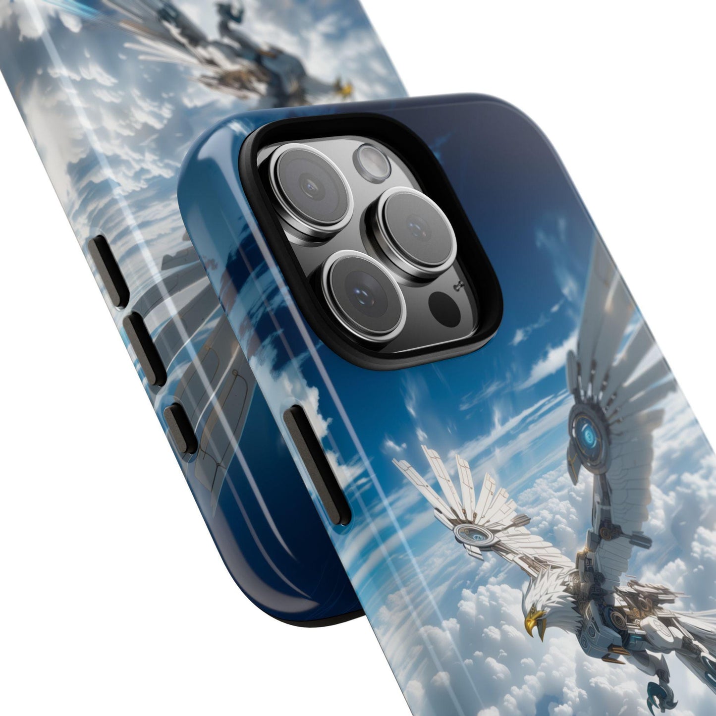 Mechanical Eagle Soaring Blue Sky