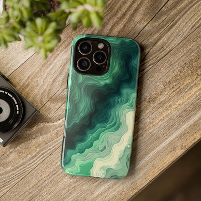 Topographic Green Wave Map Pattern