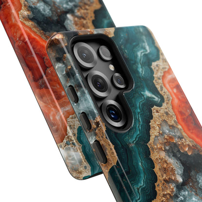 The image is an advertisement for a "Tough Case" for an iPhone, highlighting its durability and top-rated quality.