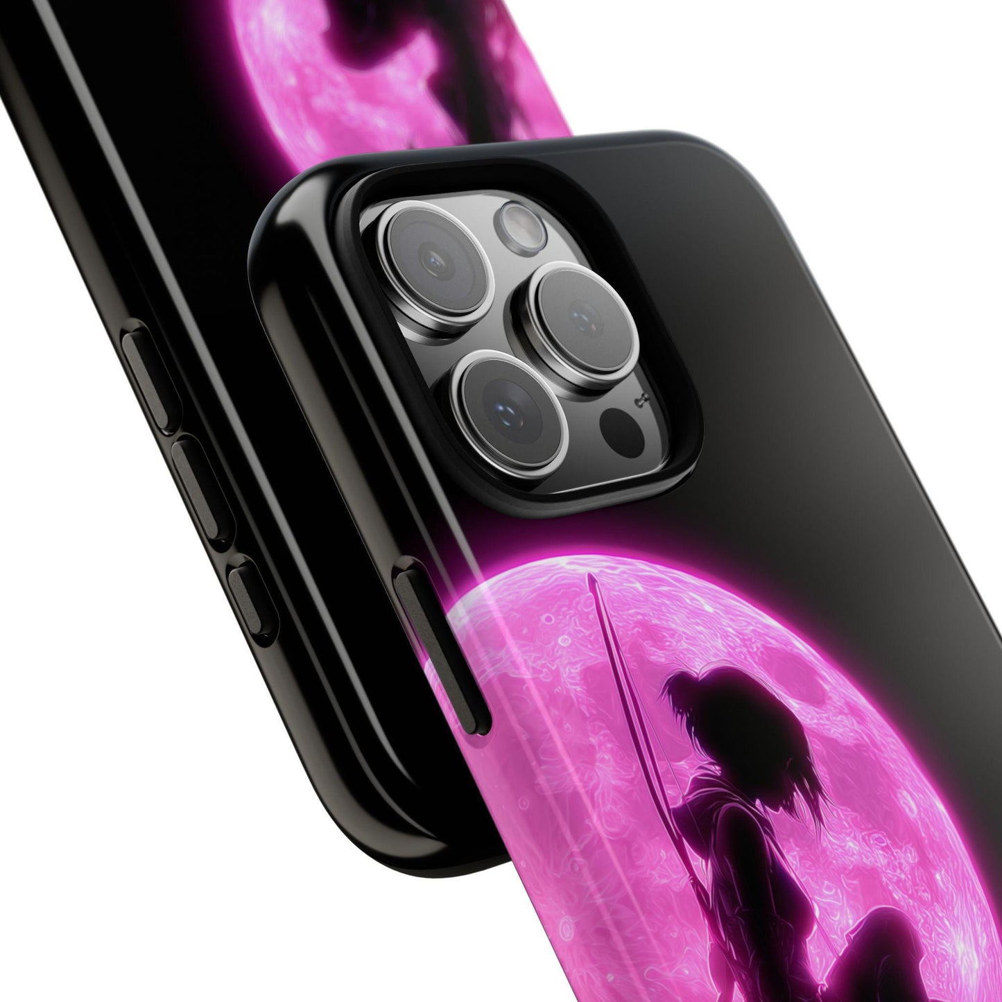 Anime Girl Warrior Pink Neon Moonlight
