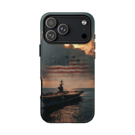 US Navy Carrier Ship American Flag