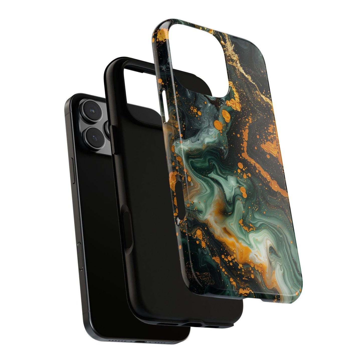 Luxury Marble Green Gold Liquid Wave