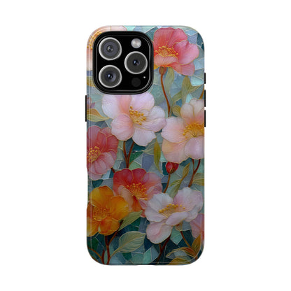 Pastel Pink Flowers Stained Glass