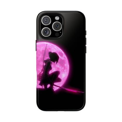 Anime Girl Warrior Pink Neon Moonlight