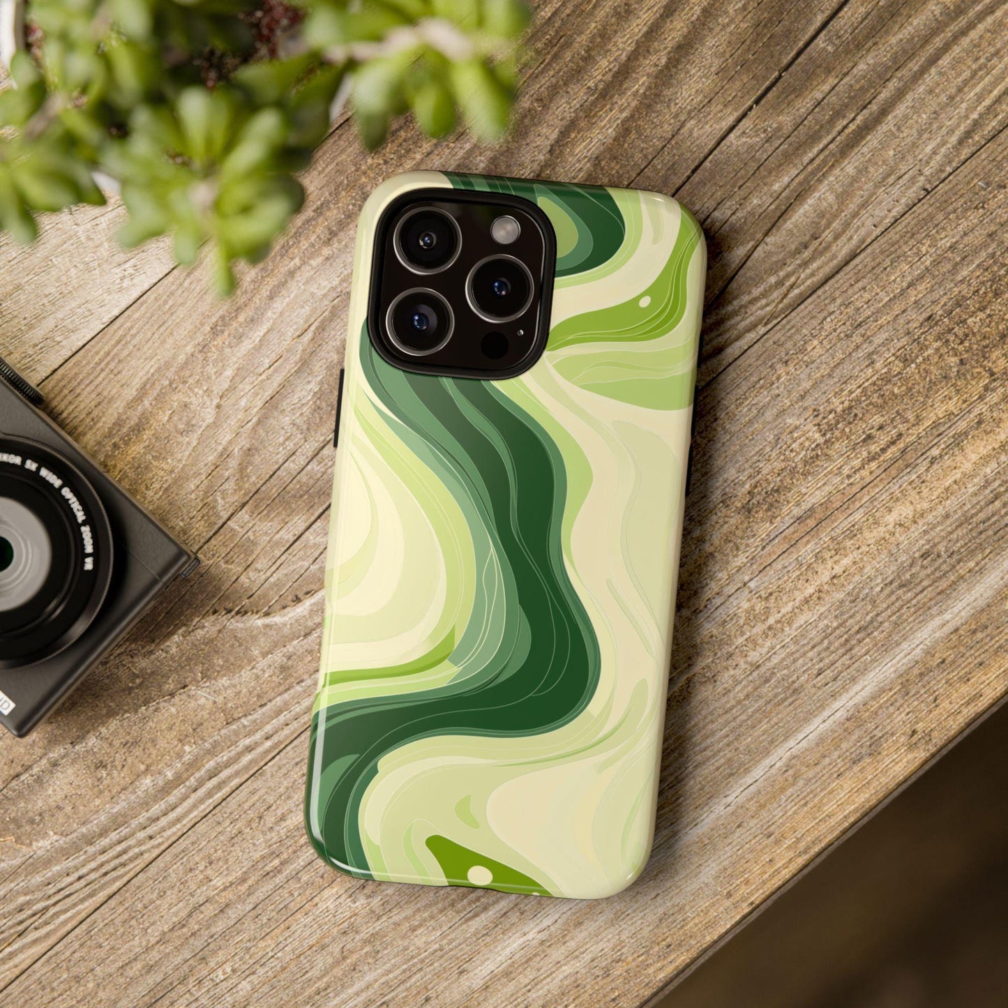 Lime Green Wavy Cream Vector