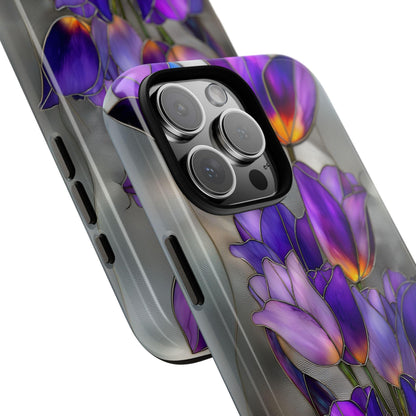 Purple Tulip Flowers Bouquet Stained Glass