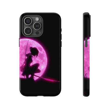 Anime Girl Warrior Pink Neon Moonlight