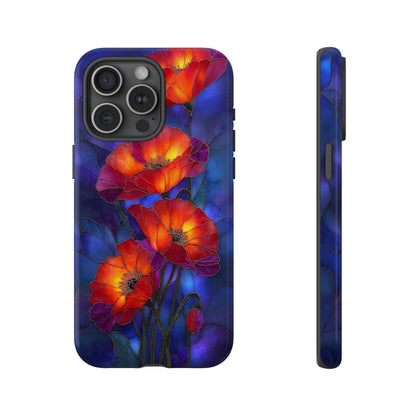 Red Poppy Flower Stained Glass