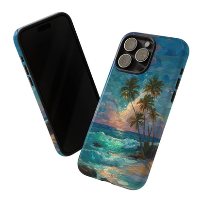 Tropical Beach Palm Trees Stained Glass