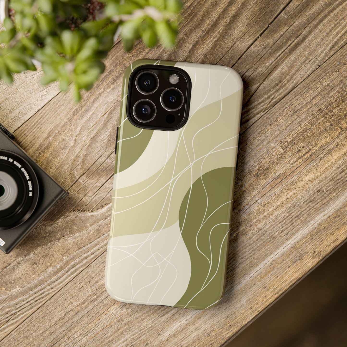 Sage Green Contour Wave Lines