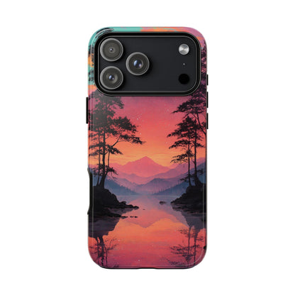 Serene Magenta Pink Sunset Forest