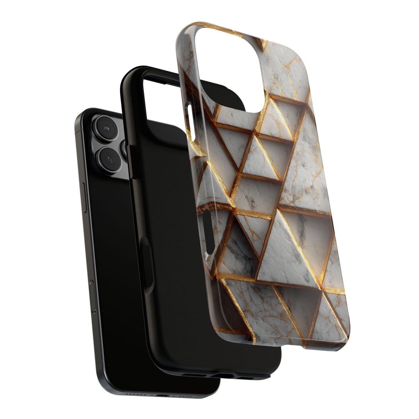 Geometric White Gold Marble