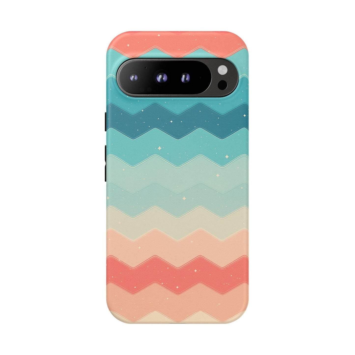 Turquoise Coral Gradient Chevron Wave