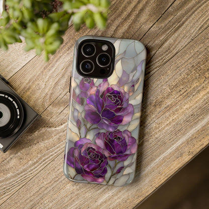 Purple Roses Stained Glass Flower