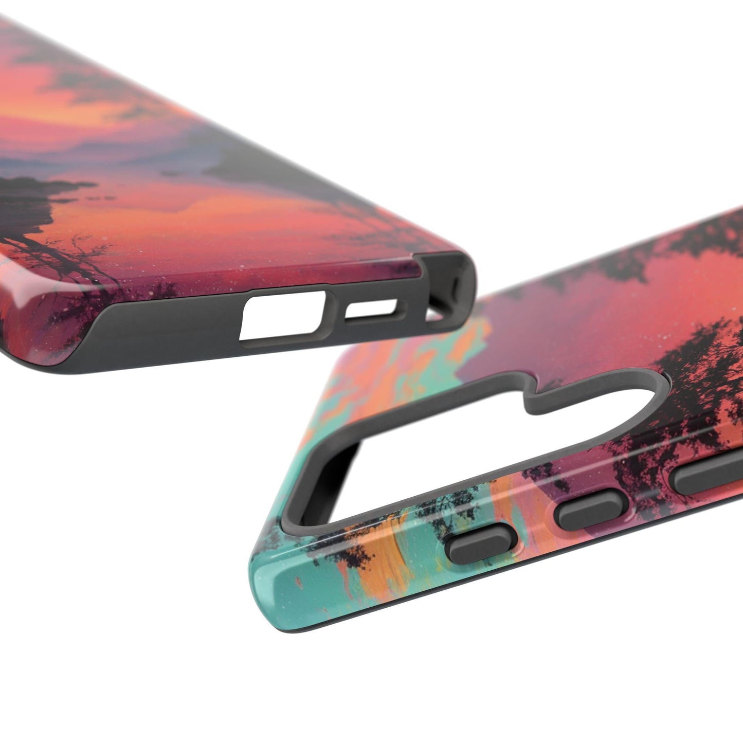 Serene Magenta Pink Sunset Forest