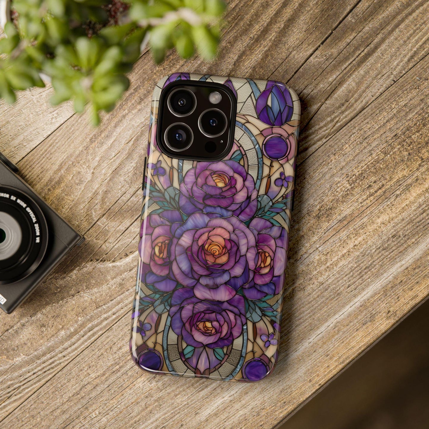 Lavender Roses Stained Glass