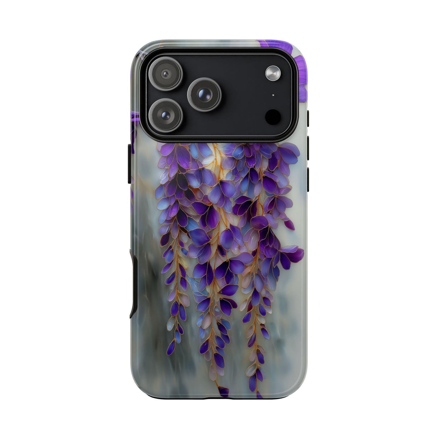 Wisteria Purple Flower Silver Stained Glass