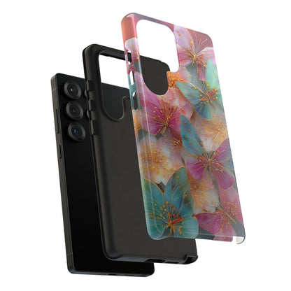 Butterflies Teal Pink Flowers