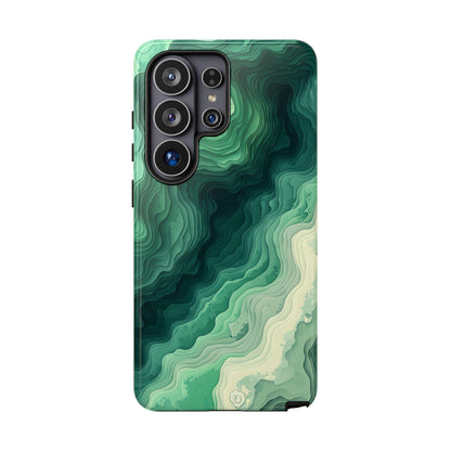 Topographic Green Wave Map Pattern