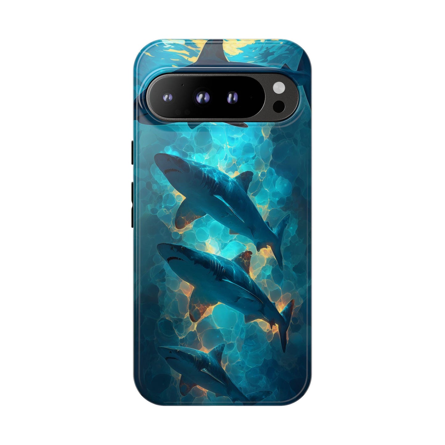 The image is an advertisement for a "Tough Case" for an iPhone, highlighting its durability and top-rated quality.
