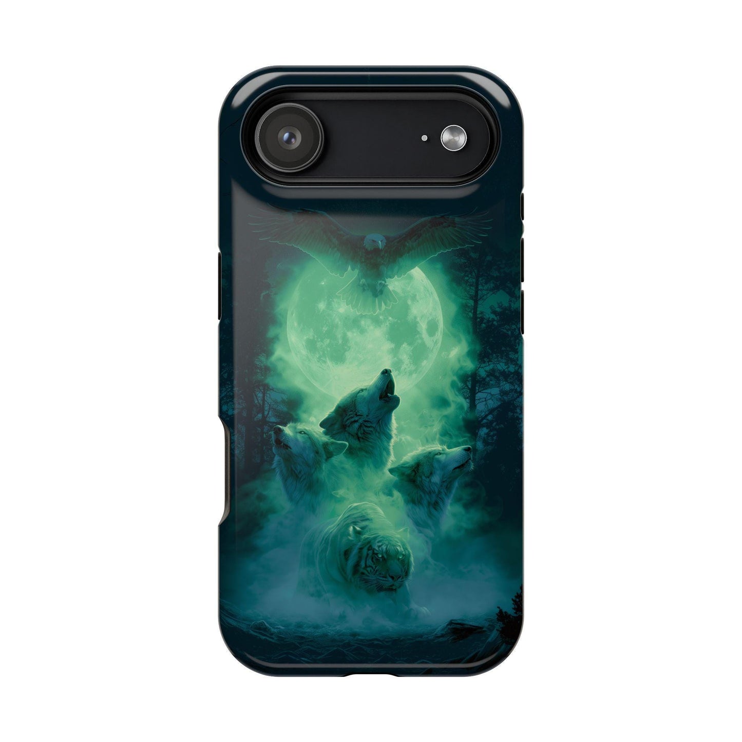 Wolves Tiger Eagle Green Forest Mist