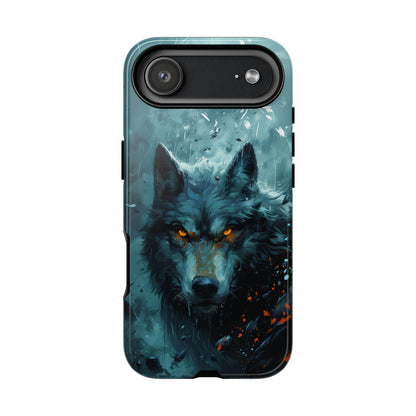 The image is an advertisement for a "Magsafe Tough Case" designed for smartphones. It features a close-up of a phone case with a colorful, cosmic-themed design, and a description of the case's features, such as the dual-layer impact resistant protection and the embedded magnetic ring. The image also indicates that the case is not available for Samsung Galaxy or Google Pixel models.