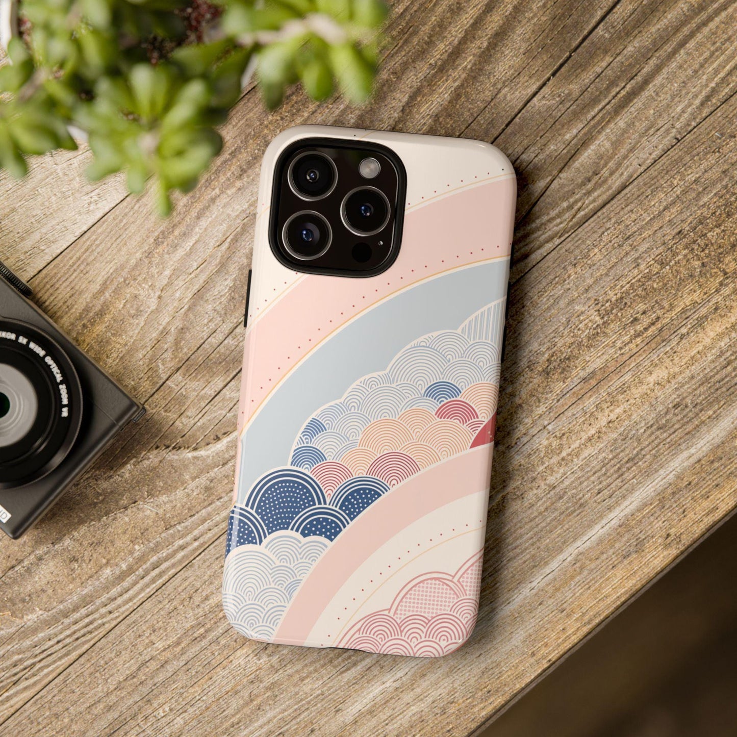 Retro Abstract Pastel Blue Pink