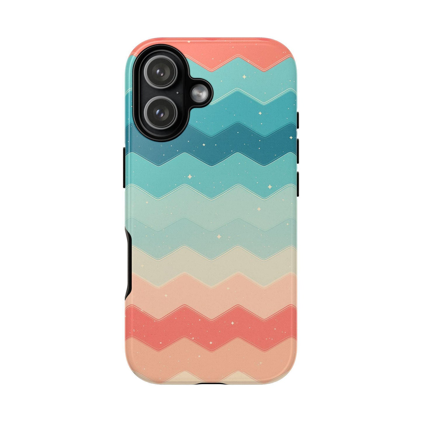 Turquoise Coral Gradient Chevron Wave