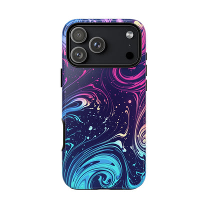 Teal Blue Swirls Neon Liquid